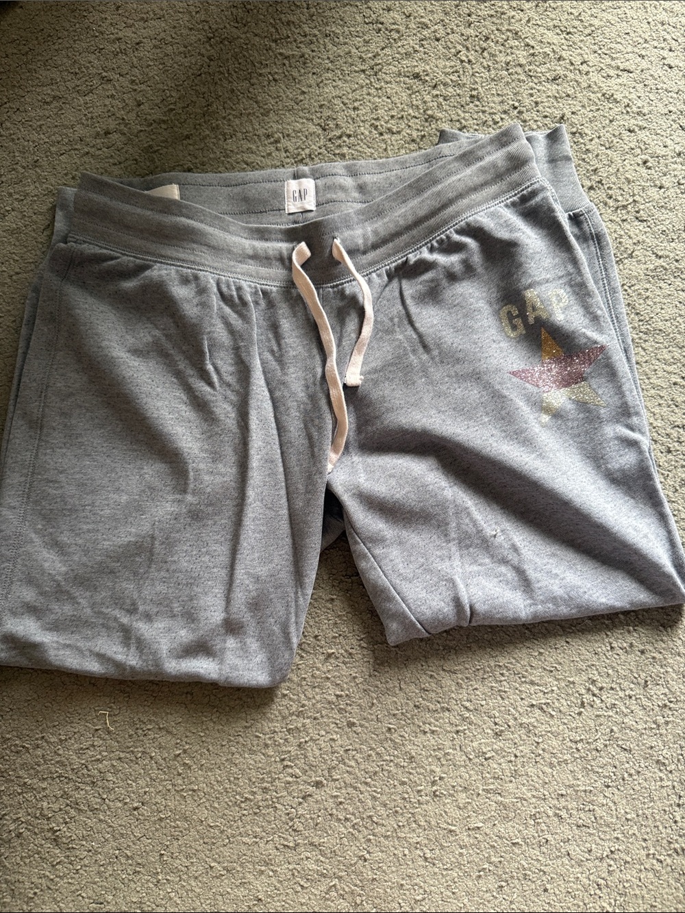 GAP Women's Light Gray Drawstring Joggers with Star Accent